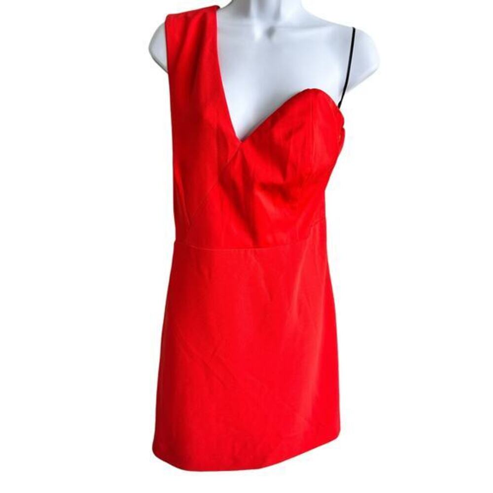 NBD Jasper Dress XL one shoulder Mini Dress- Red Orange - Picture 2 of 12